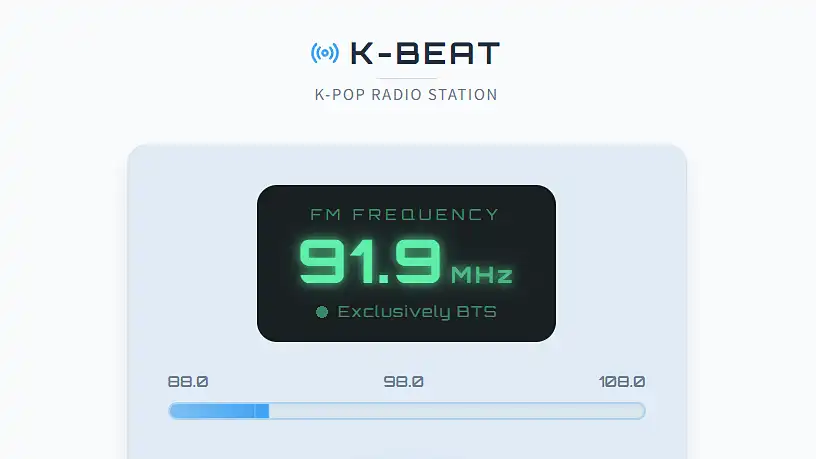 K-POP Radio | Live Stream Music & BGM Player - 재미 카테고리의 프로젝트로 Your ultimate destination for non-stop K-POP streaming. Instantly tune into dive을(를) 보여주는 스크린샷
